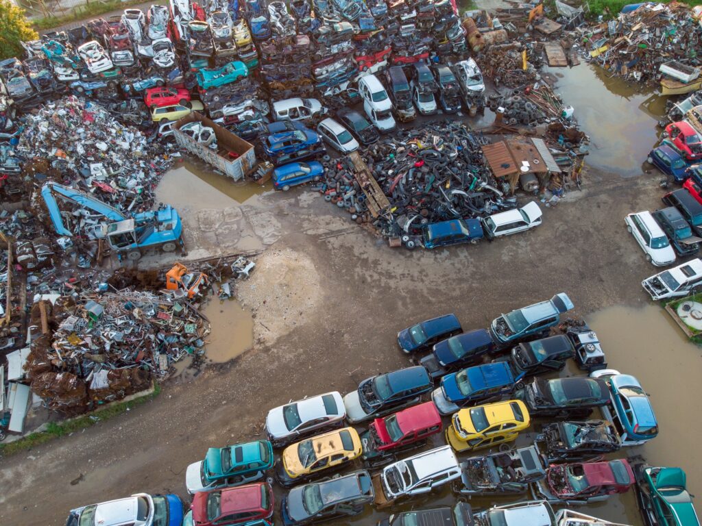 Aerial view of the big car dump